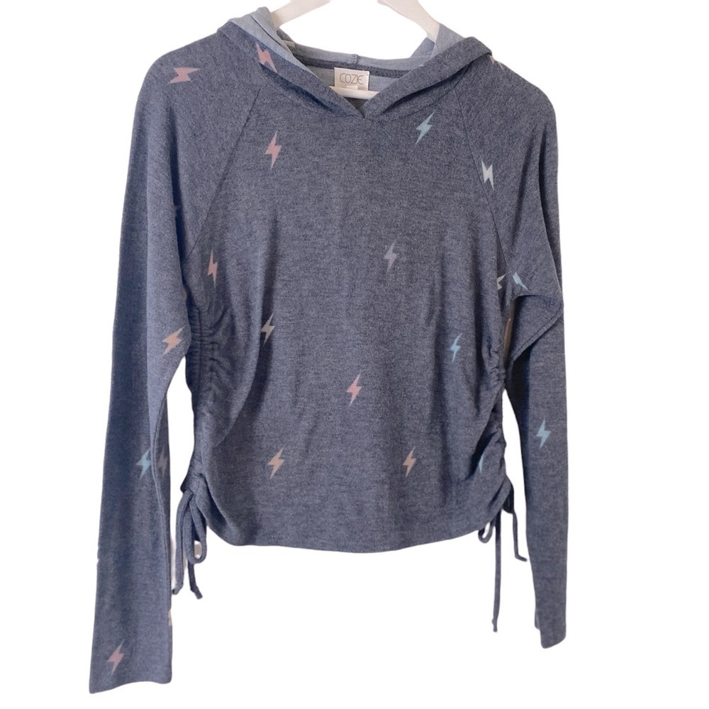 Girl Cozie by Pink Rose Hoodie Sweater Navy Light Bolt  Design Sz M